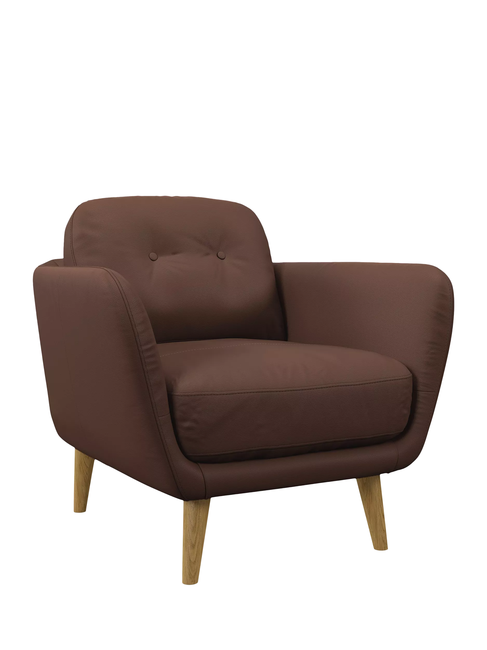 John Lewis Arlo Leather Armchair, Light Leg, Premium Chocolate