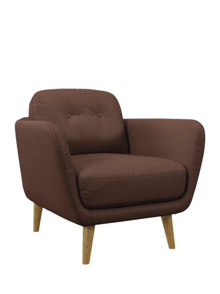 John Lewis Arlo Leather Armchair, Light Leg, Premium Chocolate, Premium Chocolate