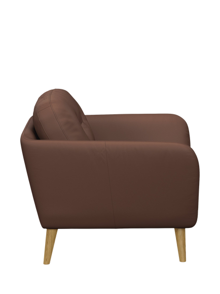 John Lewis Arlo Leather Armchair, Light Leg, Premium Chocolate - view 2, Premium Chocolate