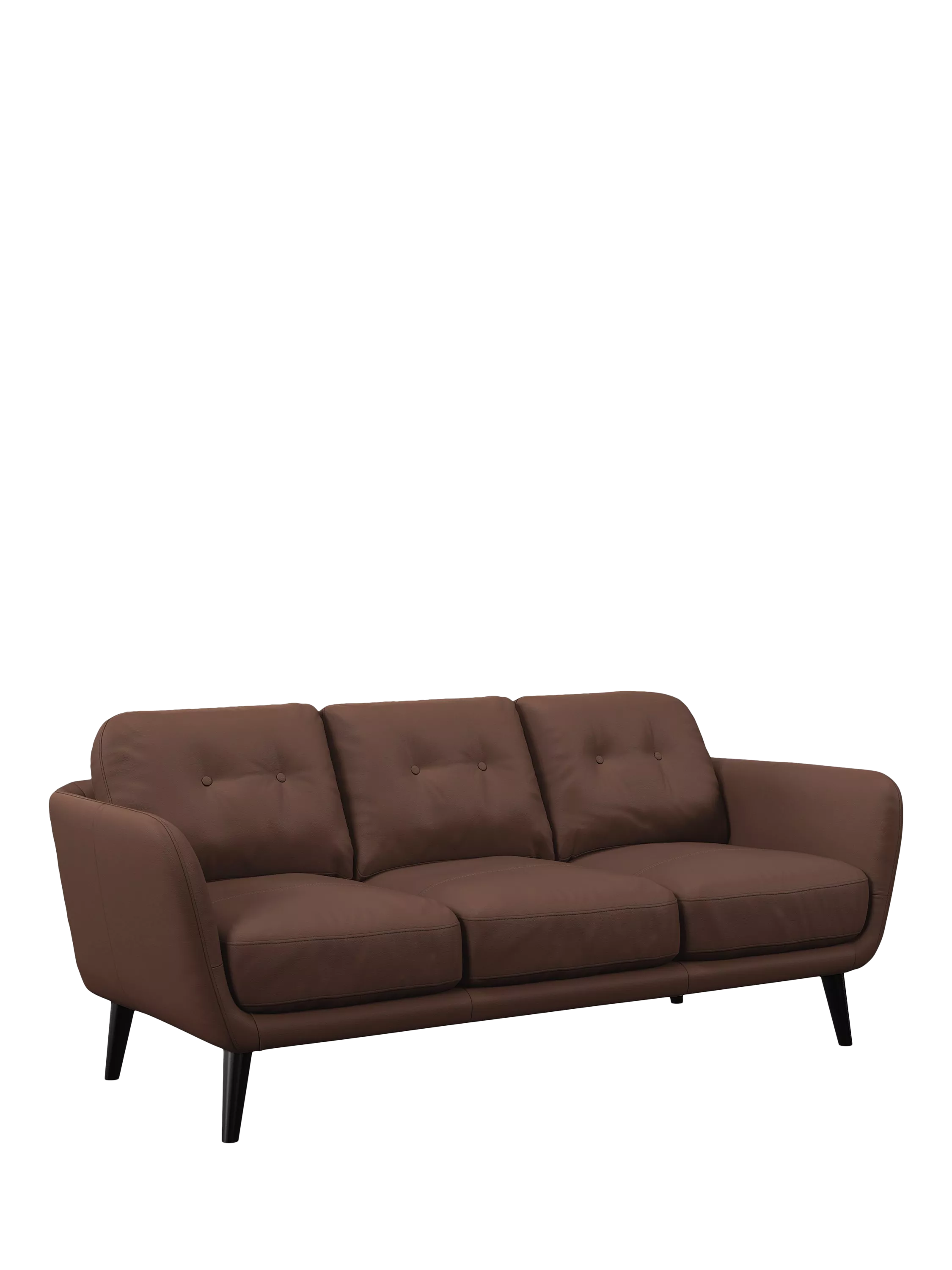 John Lewis Arlo Large 3 Seater Leather Sofa, Dark Leg, Premium Chocolate