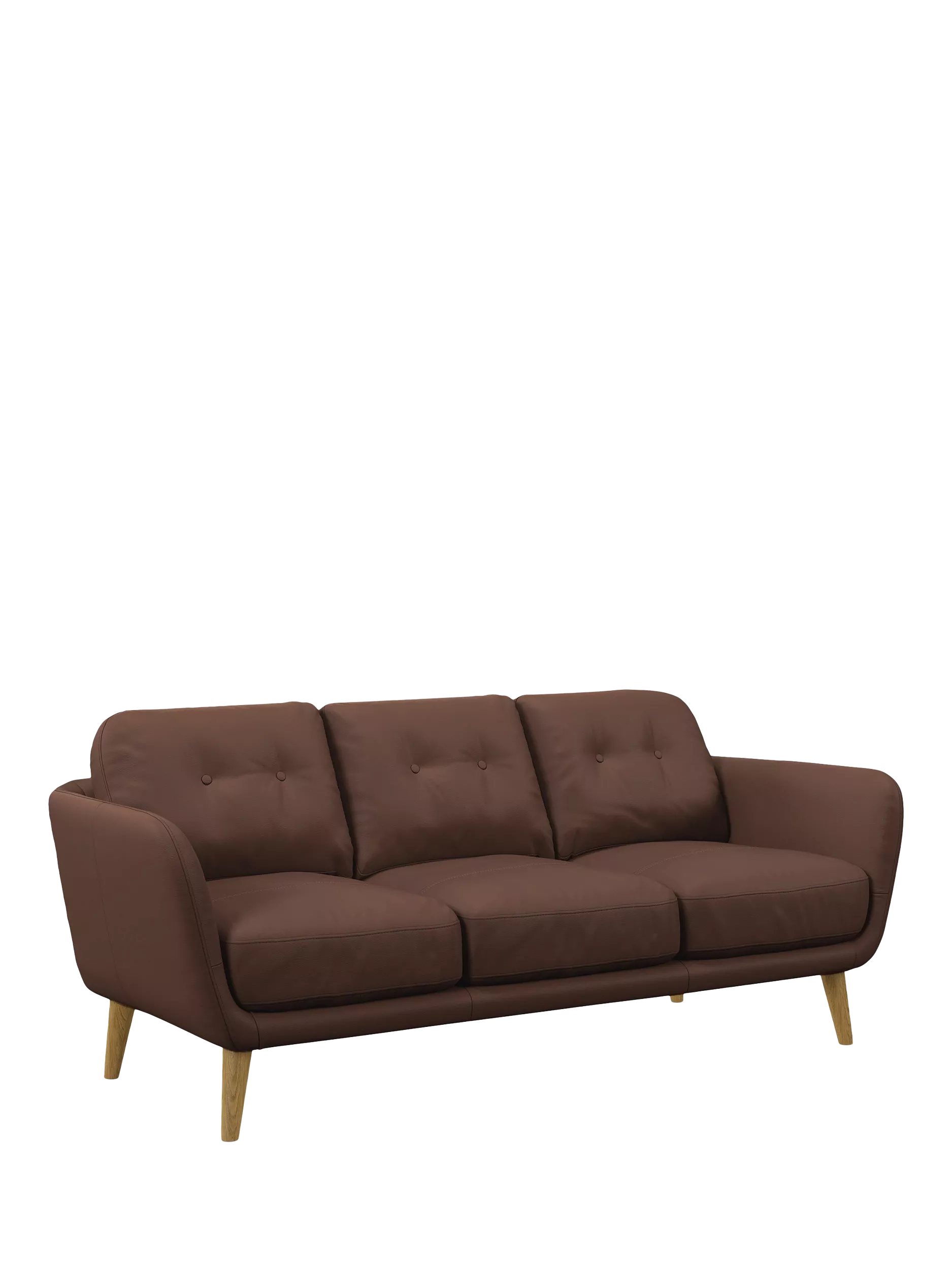 John Lewis Arlo Large 3 Seater Leather Sofa, Light Leg, Premium Chocolate