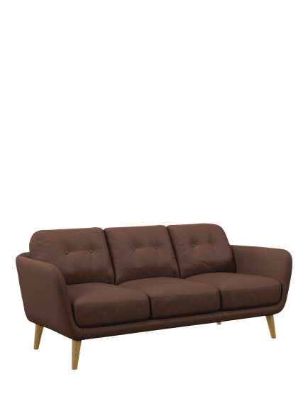 John Lewis Arlo Large 3 Seater Leather Sofa, Light Leg, Premium Chocolate, Premium Chocolate