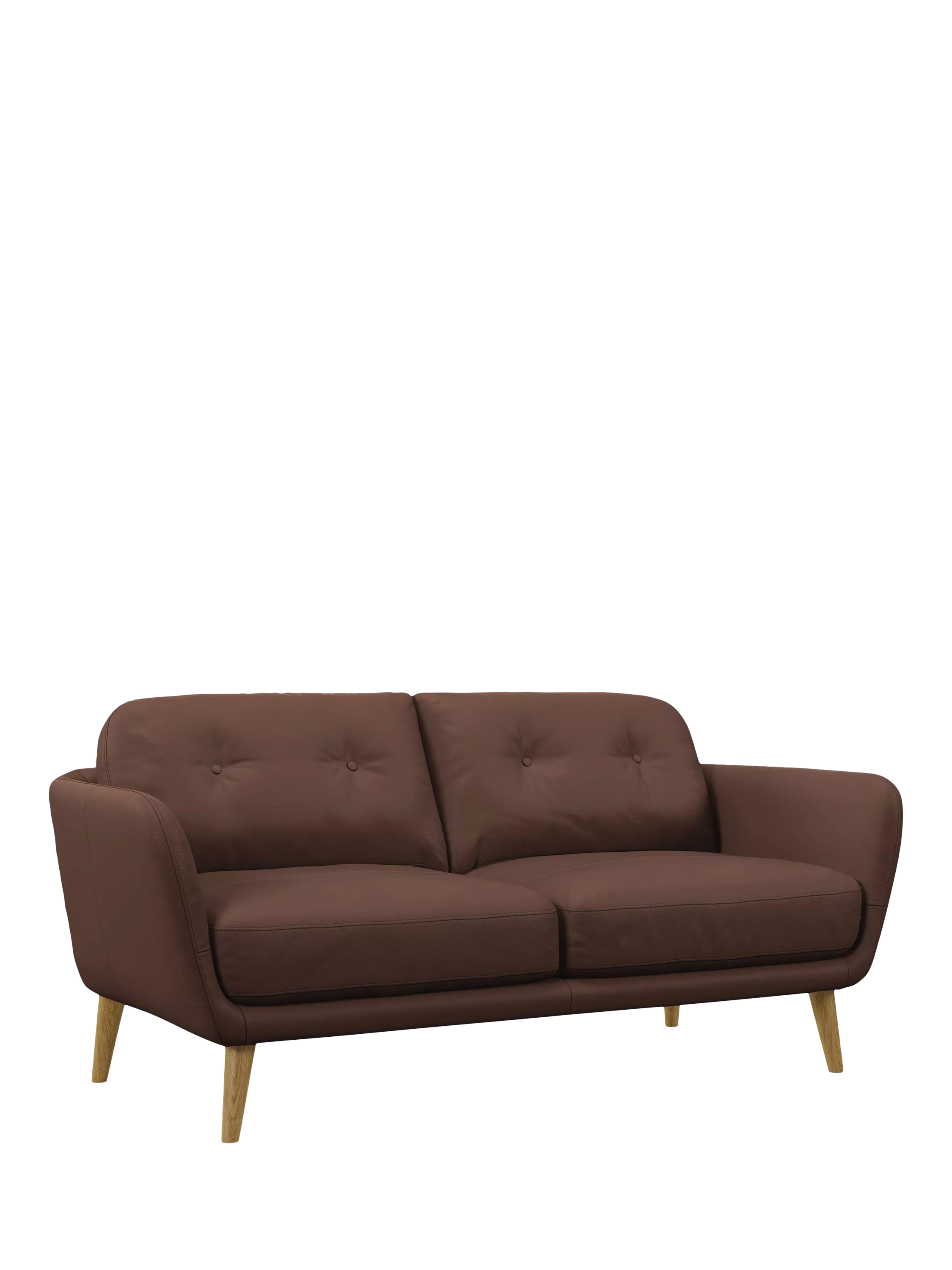 John Lewis Arlo Medium 2 Seater Leather Sofa, Light Leg, Premium Chocolate