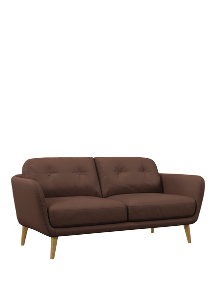 John Lewis Arlo Medium 2 Seater Leather Sofa, Light Leg, Premium Chocolate, Premium Chocolate