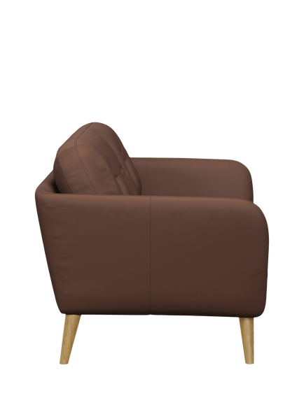 John Lewis Arlo Medium 2 Seater Leather Sofa, Light Leg, Premium Chocolate - view 2, Premium Chocolate