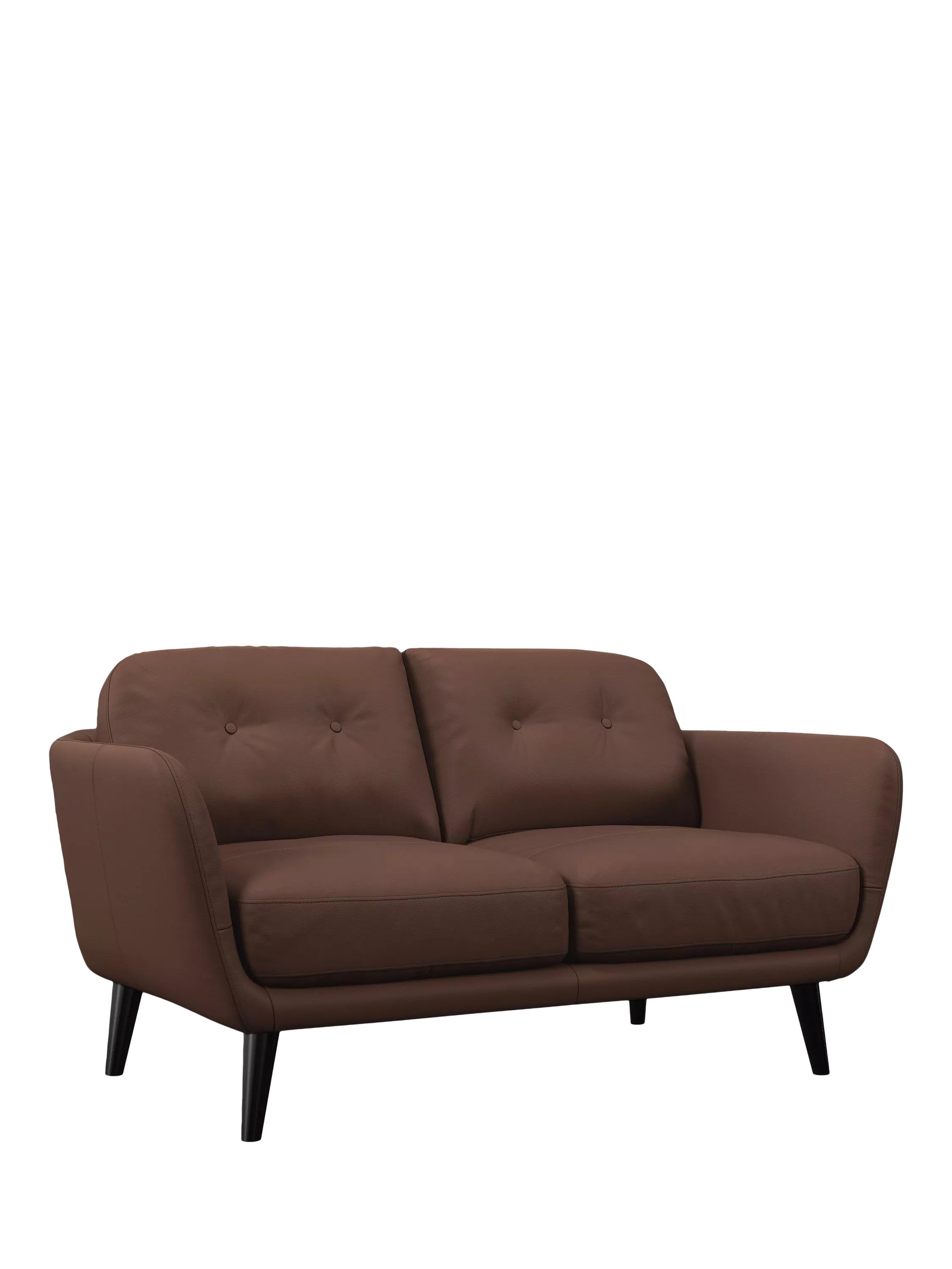 John Lewis Arlo Small 2 Seater Leather Sofa, Dark Leg, Premium Chocolate