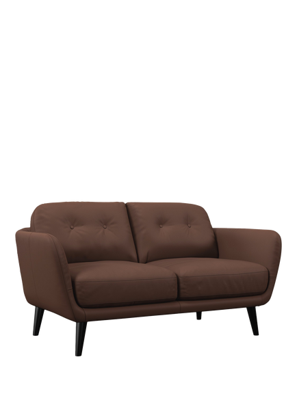 John Lewis Arlo Small 2 Seater Leather Sofa, Dark Leg, Premium Chocolate, Premium Chocolate