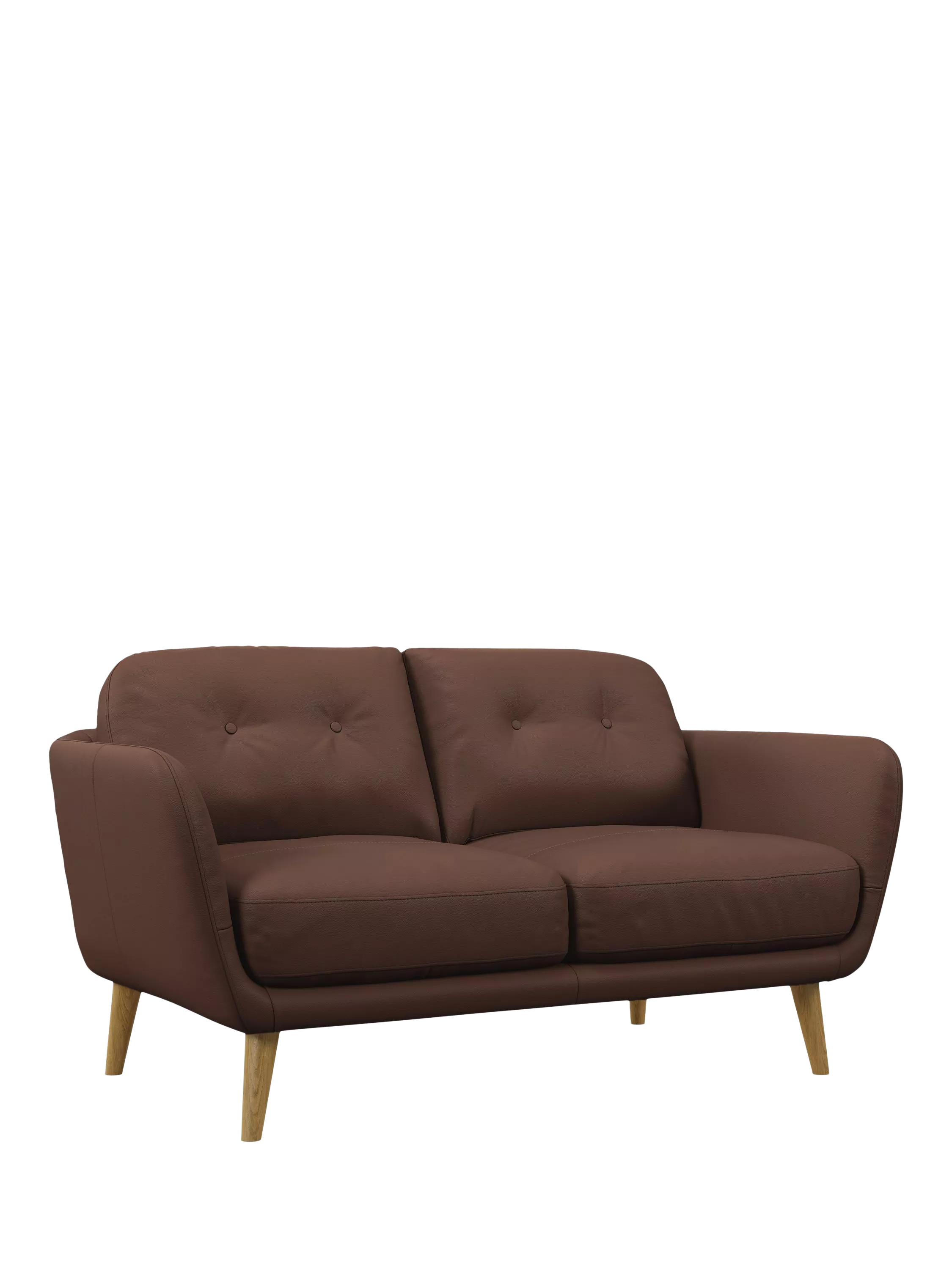 John Lewis Arlo Small 2 Seater Leather Sofa, Light Leg, Premium Chocolate