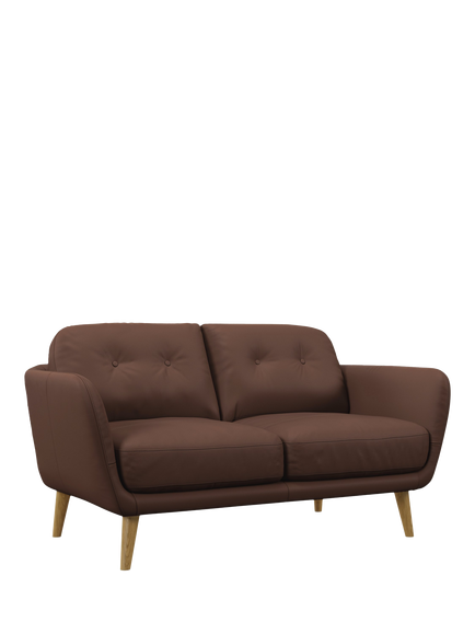 John Lewis Arlo Small 2 Seater Leather Sofa, Light Leg, Premium Chocolate, Premium Chocolate