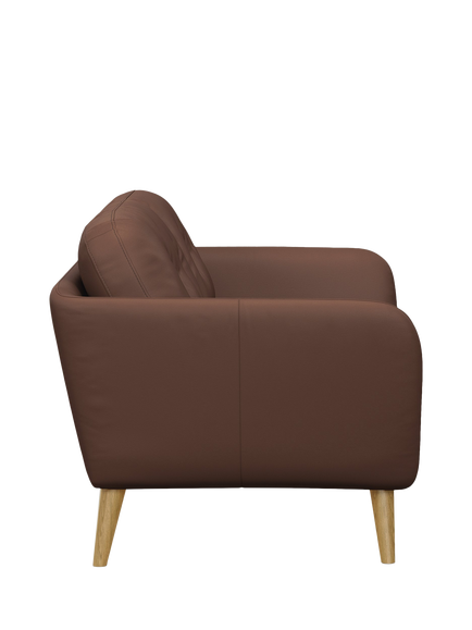 John Lewis Arlo Small 2 Seater Leather Sofa, Light Leg, Premium Chocolate - view 2, Premium Chocolate