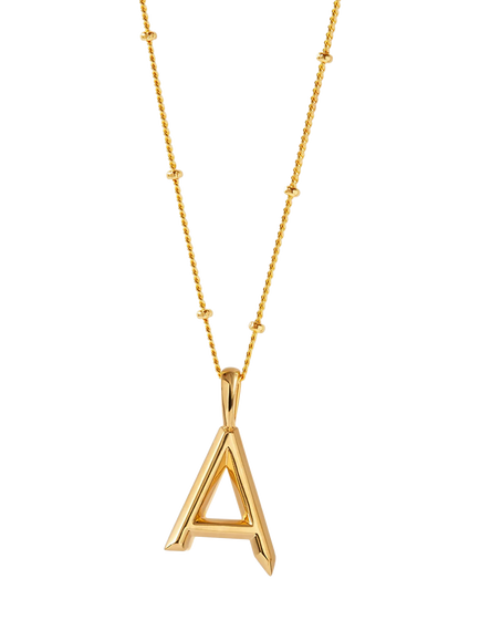 Edge of Ember Initial Pendant Necklace, Gold, Gold