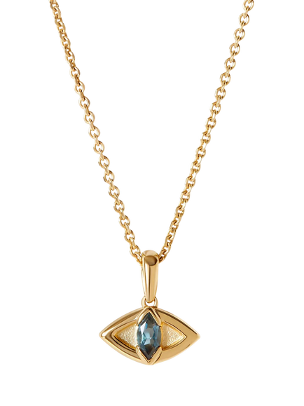 Edge of Ember Evil Eye Pendant Necklace, Gold/Blue, Gold/Blue