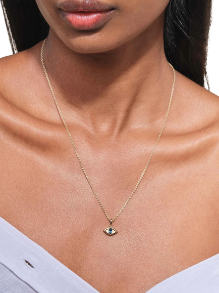 Edge of Ember Evil Eye Pendant Necklace, Gold/Blue - view 2, Gold/Blue