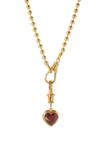 Edge of Ember Garnet Heart Pendant Necklace, Gold/Red, Gold/Red