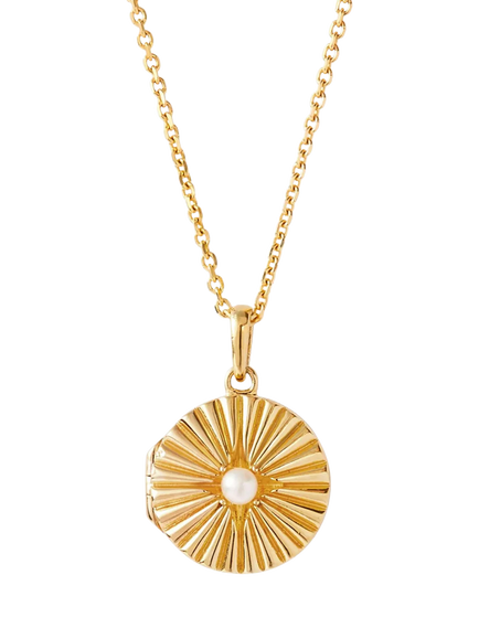 Edge of Ember Radiant Pearl Locket Necklace, Gold, Gold