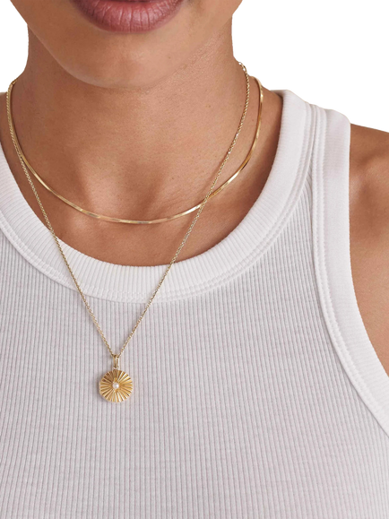 Edge of Ember Radiant Pearl Locket Necklace, Gold - view 2, Gold