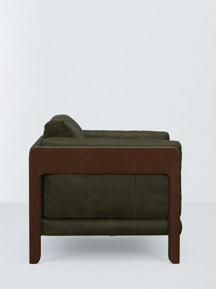 John Lewis Nest Leather Armchair, Dark Leg - view 2, Demetra Green