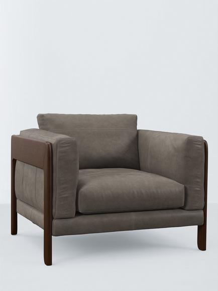 John Lewis Nest Leather Armchair, Dark Leg, Demetra Grey