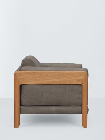 John Lewis Nest Leather Armchair, Light Leg - view 2, Demetra Grey