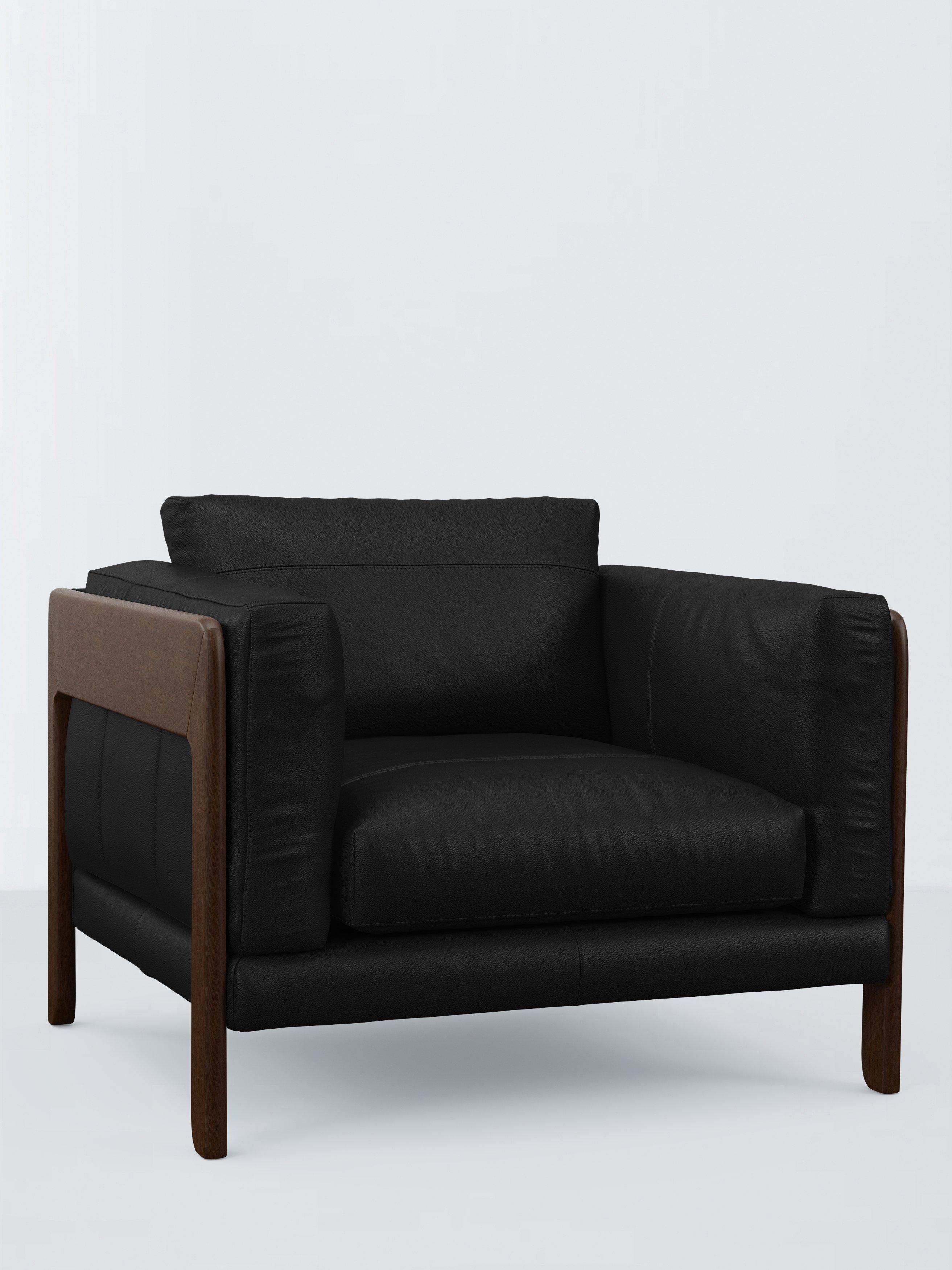 Nest Range, John Lewis Nest Leather Armchair, Dark Leg, Matt Black