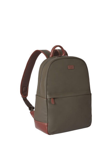 OSPREY LONDON Grantham Waxed Canvas Backpack, Khaki & Chestnut - view 2, Khaki & Chestnut