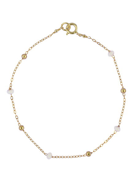 Nina B Petite Enamel Bracelet, Gold/White, Gold/White