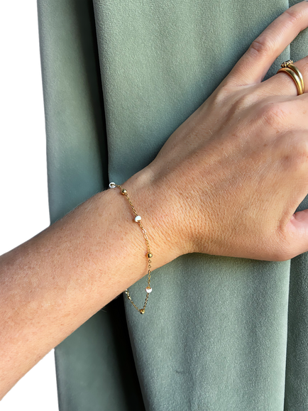 Nina B Petite Enamel Bracelet, Gold/White - view 2, Gold/White