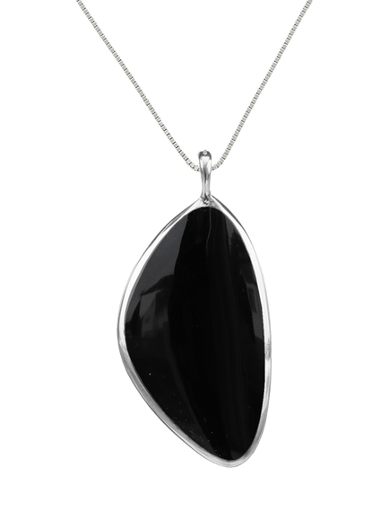 Nina B Sterling Silver Double-Sided Pendant Necklace, Black/White, Black/White