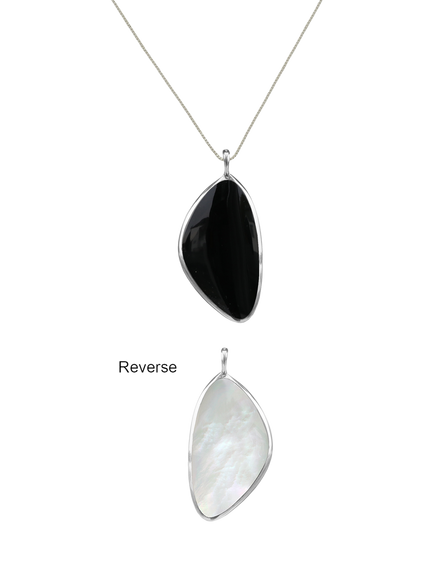 Nina B Sterling Silver Double-Sided Pendant Necklace, Black/White - view 2, Black/White