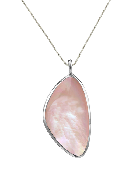 Nina B Sterling Silver Double-Sided Pendant Necklace, Pink/White, Pink/White