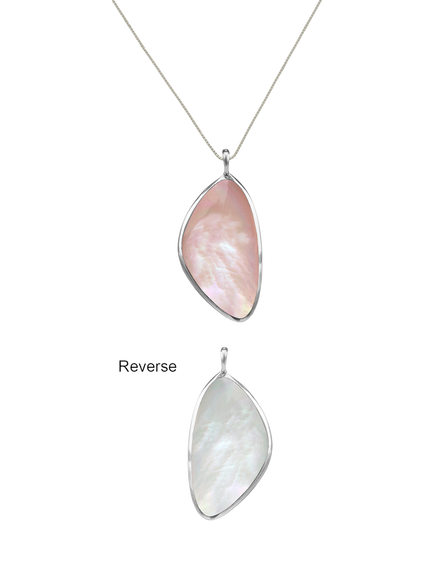 Nina B Sterling Silver Double-Sided Pendant Necklace, Pink/White - view 2, Pink/White