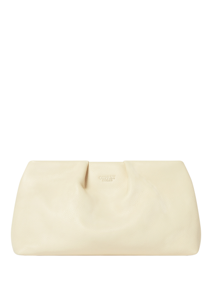 OSPREY LONDON Pleated Leather Clutch Bag, Dove