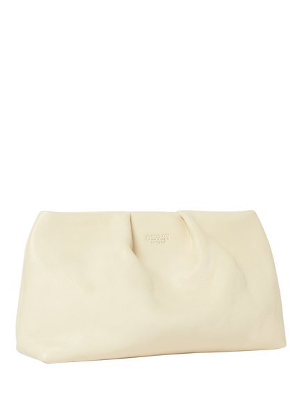 OSPREY LONDON Pleated Leather Clutch Bag - view 2, Dove