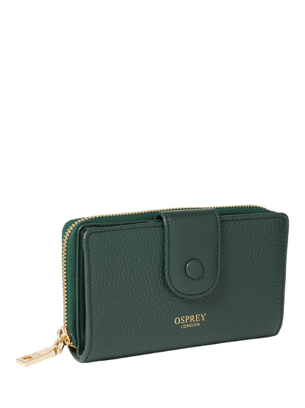 OSPREY LONDON Core Medium Leather Popper Matinee Purse, Forest - view 2, Forest