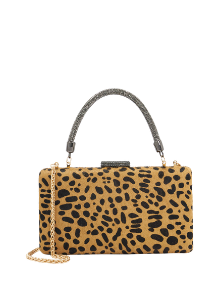 Dune London Beaut Leopard Print Leather Clutch Bag, Brown, Leopard-print