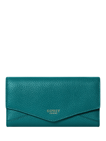 OSPREY LONDON Core Medium Leather Zip Matinee Purse, Dark Teal