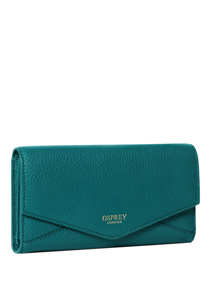 OSPREY LONDON Core Medium Leather Zip Matinee Purse - view 2, Dark Teal