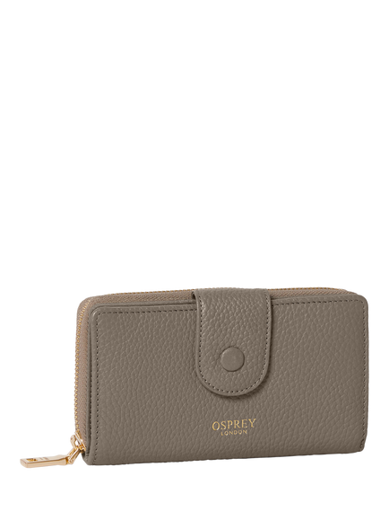 OSPREY LONDON Core Medium Leather Popper Matinee Purse, Rock - view 2, Rock