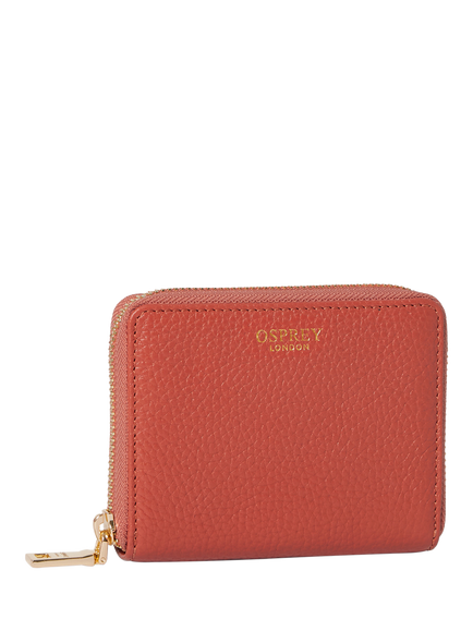 OSPREY LONDON Core Small Leather Zip Around Purse - view 2, Burnt Orange