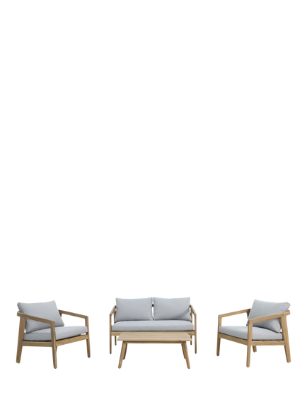 KETTLER OUTLET Nara 4-Seater Garden Lounging Set, FSC-Certified (Acacia Wood), Like New, Natural/Pebble, Acacia Wood/Pebble