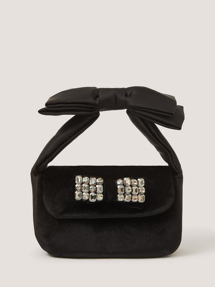 Monsoon Kids' Gemstone Velvet Bag, Black, Black