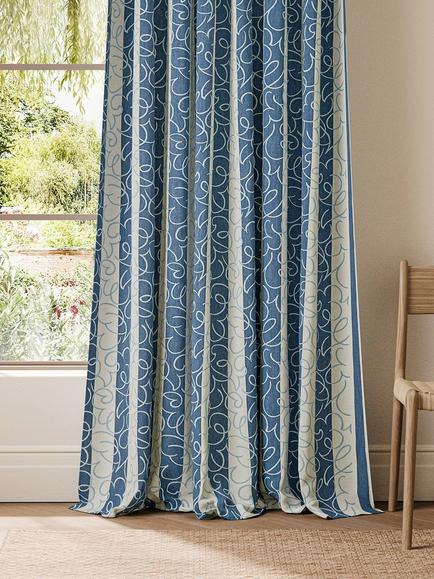 Scion Flo Stripe Furnishing Fabric - view 2, Denim
