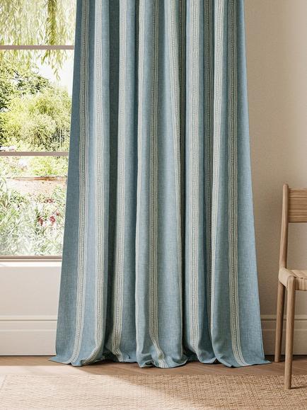 Scion Harvest Stripe Furnishing Fabric - view 2, Cornflower