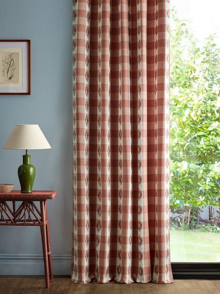 Sanderson Odisha Check Furnishing Fabric - view 2, Coral