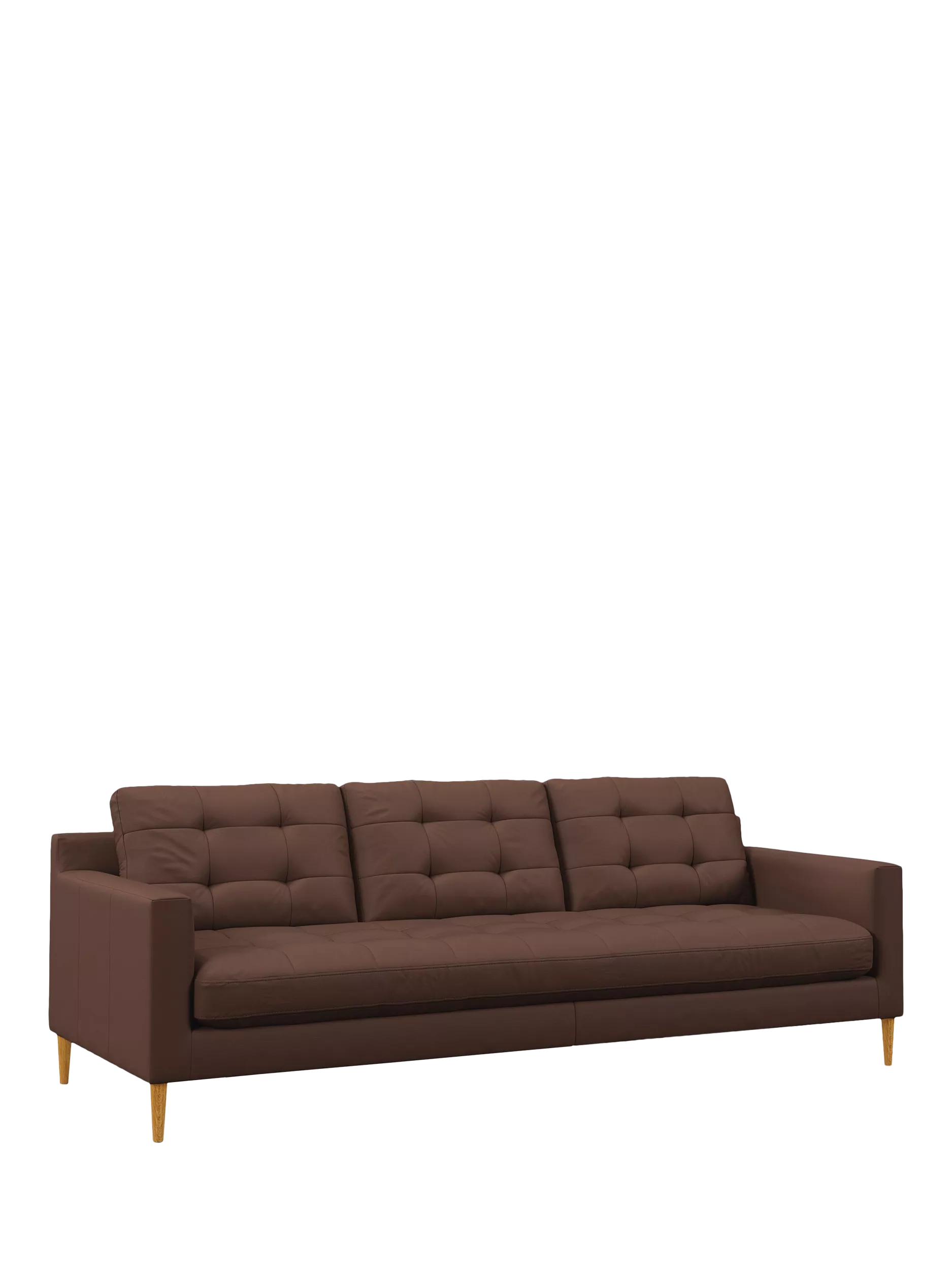 John Lewis Draper II Grand 4 Seater Leather Sofa, Light Leg, Premium Chocolate