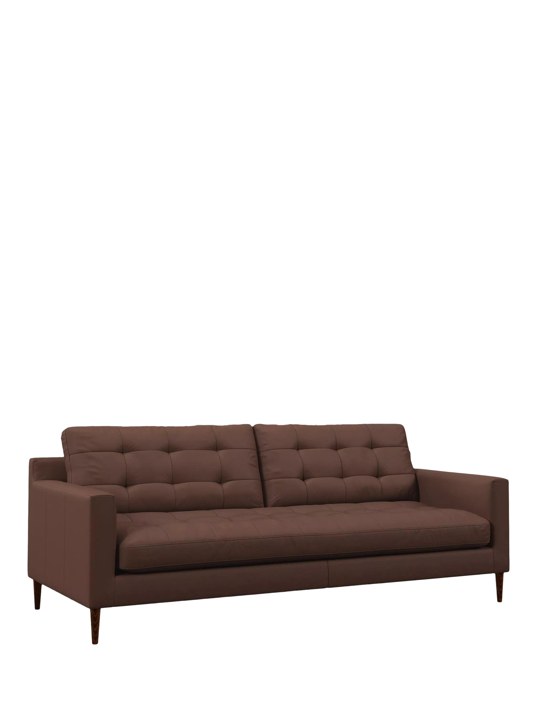 John Lewis Draper II Large 3 Seater Leather Sofa, Dark Leg, Premium Chocolate