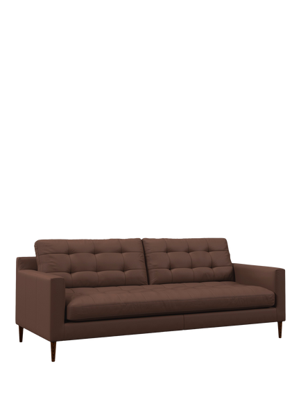 John Lewis Draper II Large 3 Seater Leather Sofa, Dark Leg, Premium Chocolate, Premium Chocolate