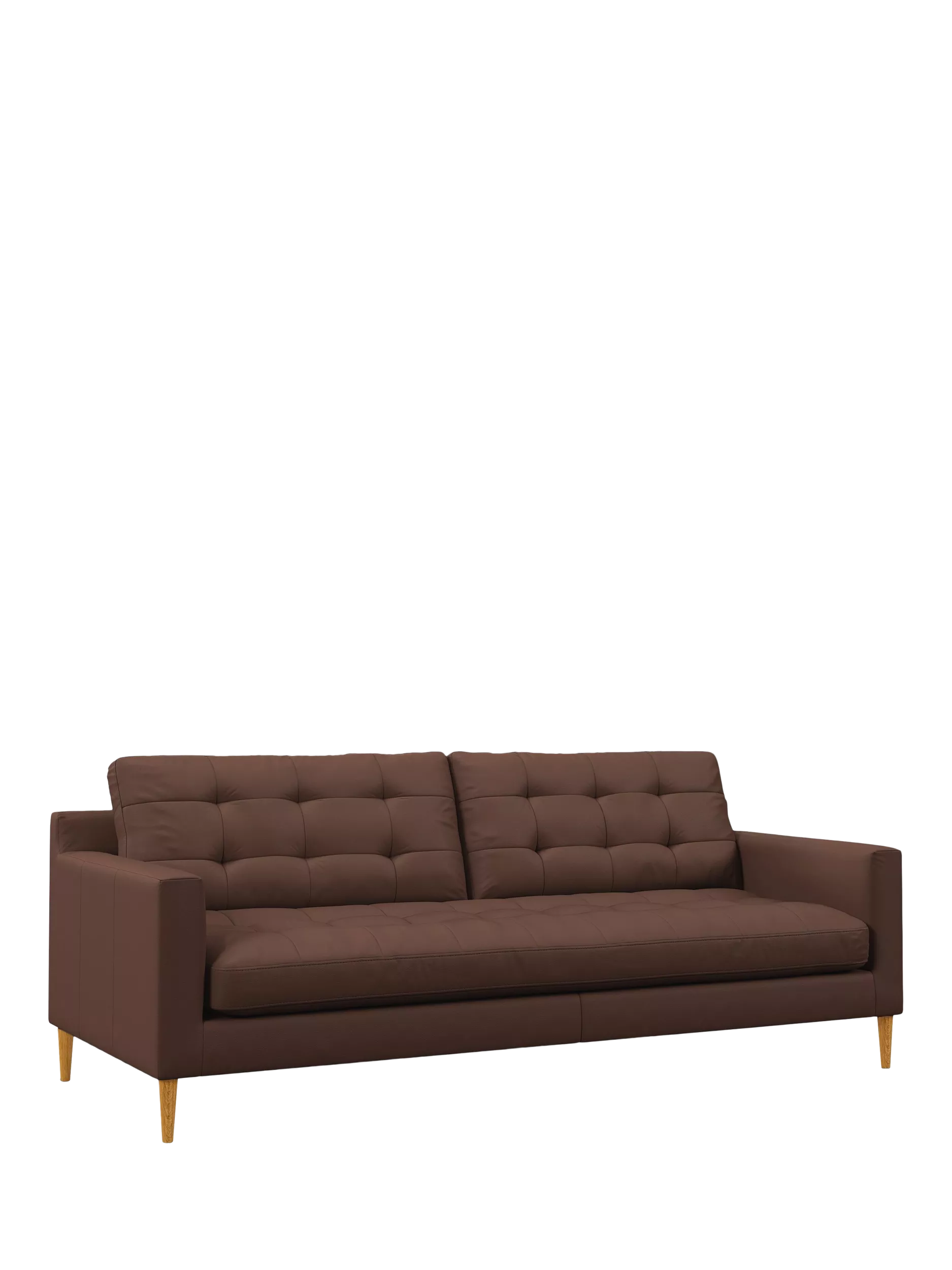 John Lewis Draper II Large 3 Seater Leather Sofa, Light Leg, Premium Chocolate