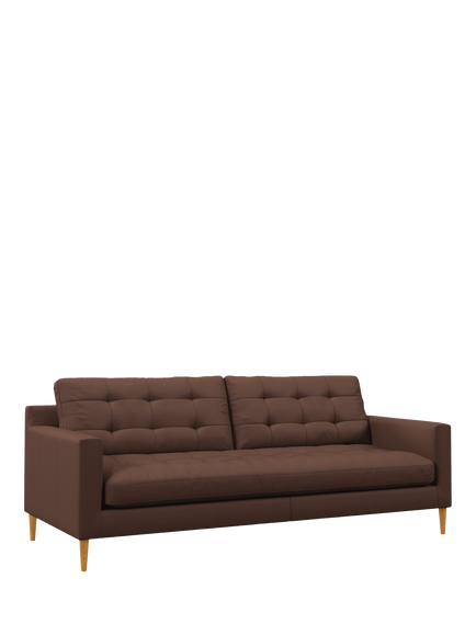 John Lewis Draper II Large 3 Seater Leather Sofa, Light Leg, Premium Chocolate, Premium Chocolate