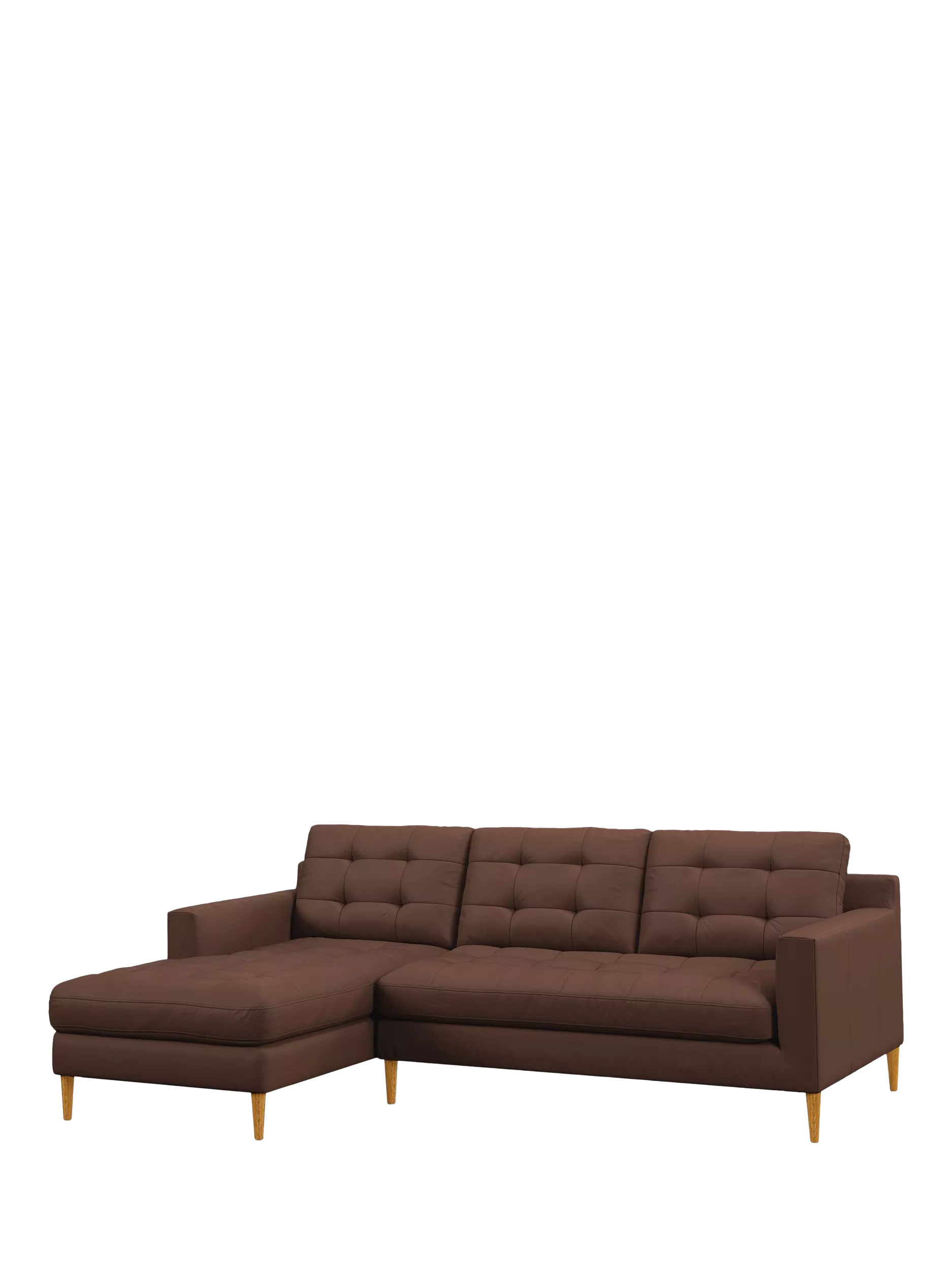 John Lewis Draper II Medium 2 Seater Leather Sofa, Dark Leg, Premium Chocolate
